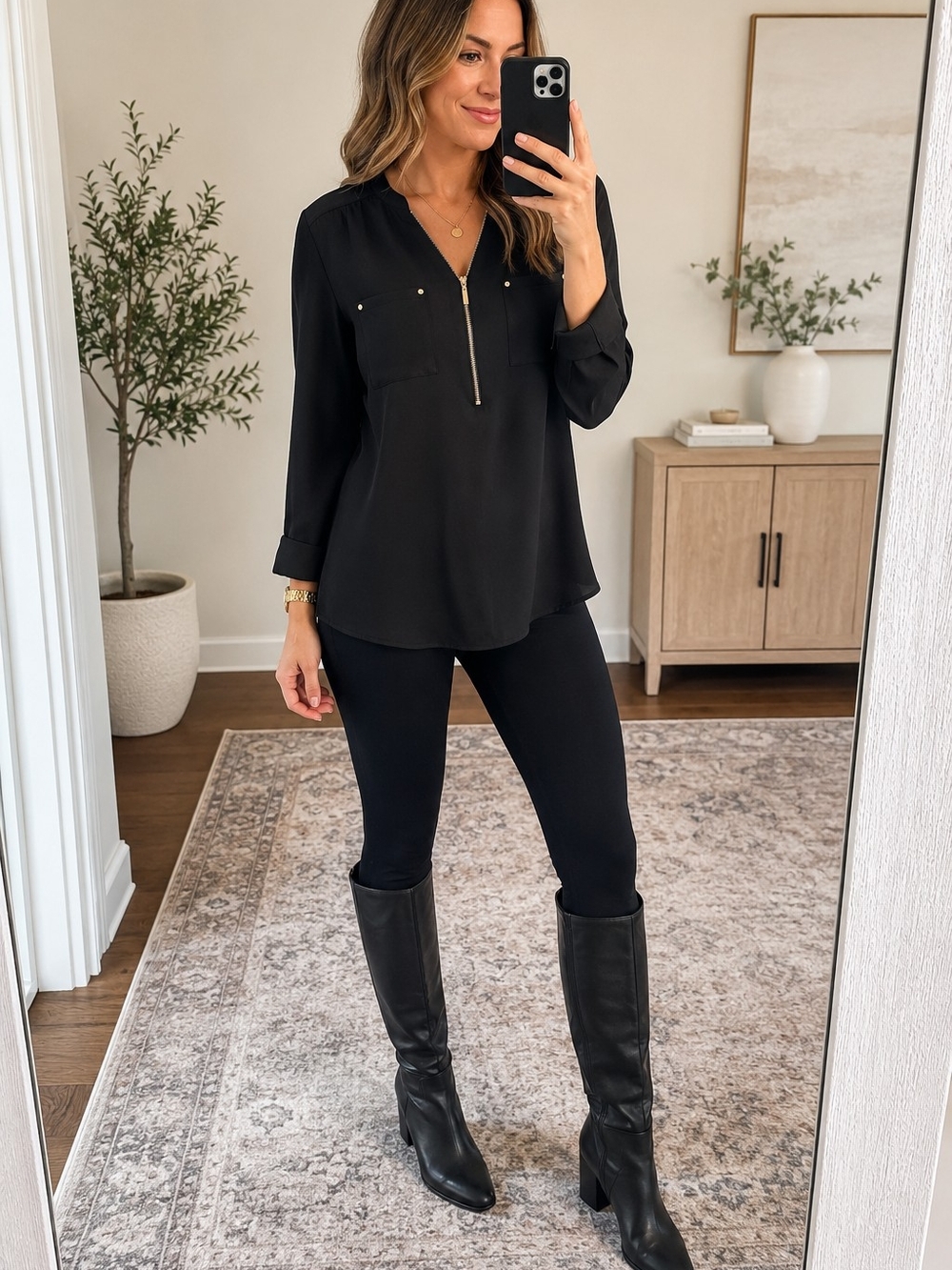 Apt. 9 Black Long Sleeve Top – Size S